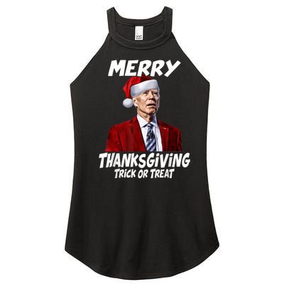 Funny Joe Biden Merry Thanksgiving Trick Or Treat Women's Perfect Tri Rocker Tank