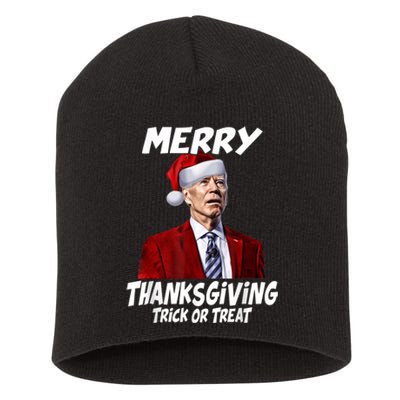 Funny Joe Biden Merry Thanksgiving Trick Or Treat Short Acrylic Beanie