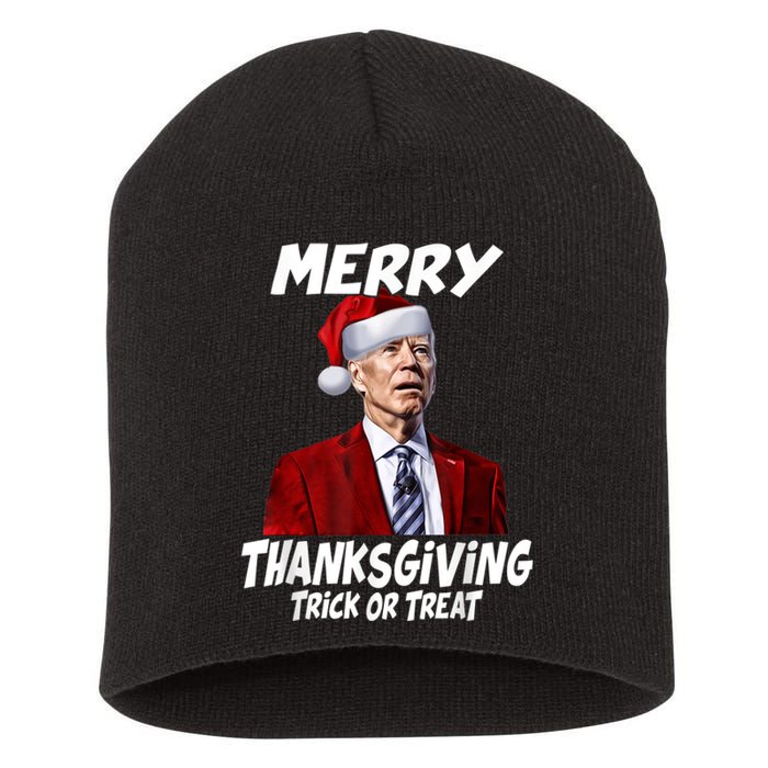 Funny Joe Biden Merry Thanksgiving Trick Or Treat Short Acrylic Beanie