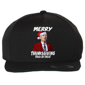 Funny Joe Biden Merry Thanksgiving Trick Or Treat Wool Snapback Cap