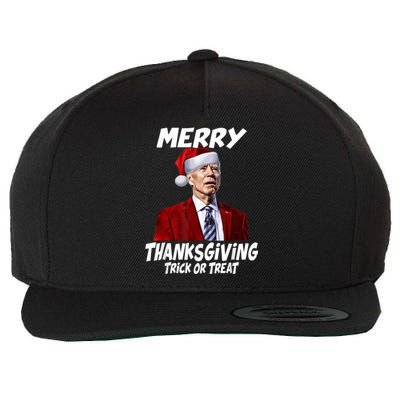 Funny Joe Biden Merry Thanksgiving Trick Or Treat Wool Snapback Cap