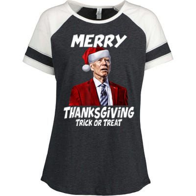 Funny Joe Biden Merry Thanksgiving Trick Or Treat Enza Ladies Jersey Colorblock Tee