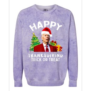 Funny Joe Biden Santa Hat Merry Thanksgiving Christmas Colorblast Crewneck Sweatshirt