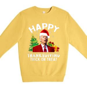 Funny Joe Biden Santa Hat Merry Thanksgiving Christmas Premium Crewneck Sweatshirt