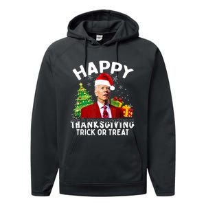 Funny Joe Biden Santa Hat Merry Thanksgiving Christmas Performance Fleece Hoodie