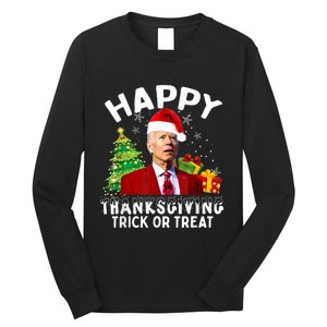 Funny Joe Biden Santa Hat Merry Thanksgiving Christmas Long Sleeve Shirt