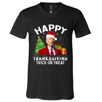 Funny Joe Biden Santa Hat Merry Thanksgiving Christmas V-Neck T-Shirt