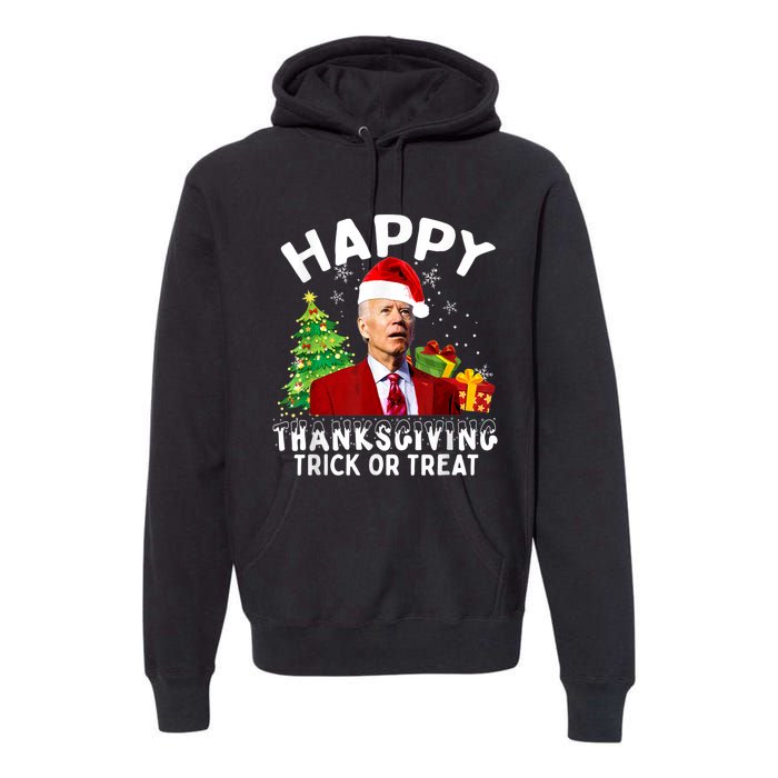 Funny Joe Biden Santa Hat Merry Thanksgiving Christmas Premium Hoodie