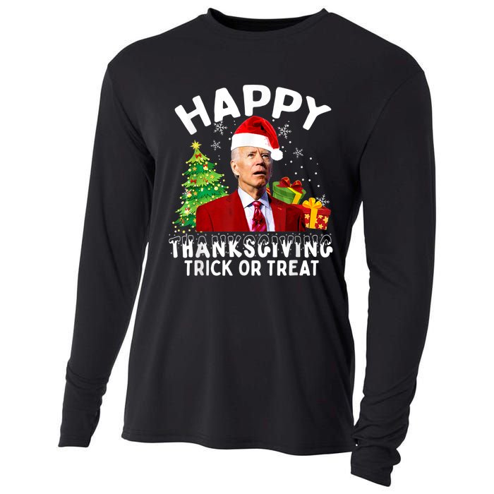 Funny Joe Biden Santa Hat Merry Thanksgiving Christmas Cooling Performance Long Sleeve Crew