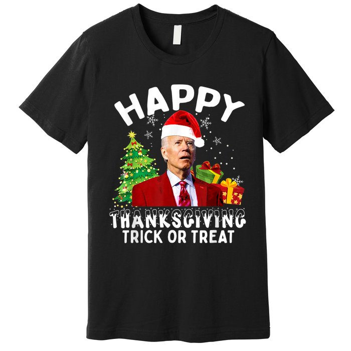 Funny Joe Biden Santa Hat Merry Thanksgiving Christmas Premium T-Shirt