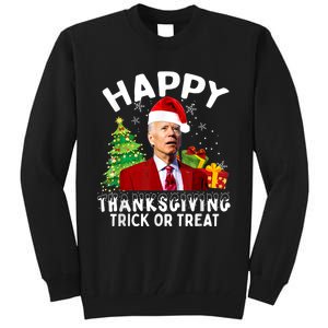 Funny Joe Biden Santa Hat Merry Thanksgiving Christmas Tall Sweatshirt