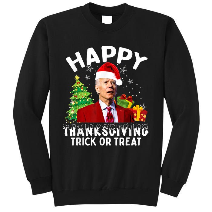 Funny Joe Biden Santa Hat Merry Thanksgiving Christmas Tall Sweatshirt