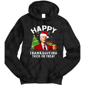 Funny Joe Biden Santa Hat Merry Thanksgiving Christmas Tie Dye Hoodie