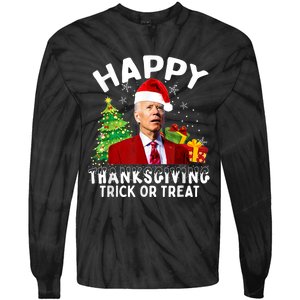 Funny Joe Biden Santa Hat Merry Thanksgiving Christmas Tie-Dye Long Sleeve Shirt