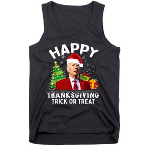 Funny Joe Biden Santa Hat Merry Thanksgiving Christmas Tank Top