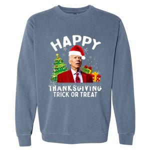 Funny Joe Biden Santa Hat Merry Thanksgiving Christmas Garment-Dyed Sweatshirt