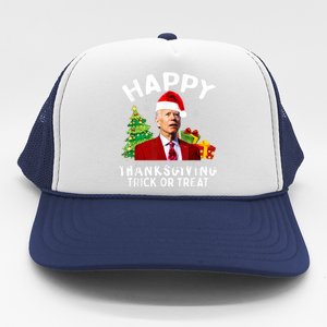 Funny Joe Biden Santa Hat Merry Thanksgiving Christmas Trucker Hat