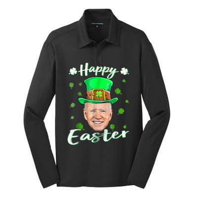 Funny Joe Biden Easter Confused St Patricks Day Silk Touch Performance Long Sleeve Polo