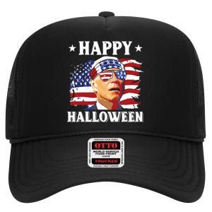 Funny Joe Biden 4th Of July Happy Halloween High Crown Mesh Back Trucker Hat