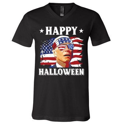 Funny Joe Biden 4th Of July Happy Halloween V-Neck T-Shirt