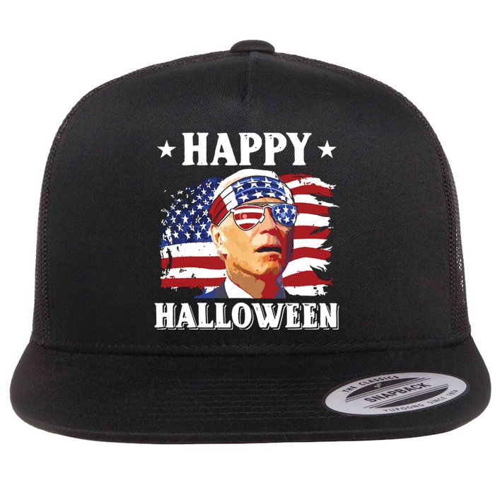 Funny Joe Biden 4th Of July Happy Halloween Flat Bill Trucker Hat