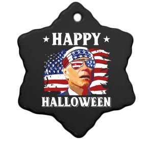 Funny Joe Biden 4th Of July Happy Halloween Ceramic Star Ornament