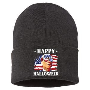 Funny Joe Biden 4th Of July Happy Halloween Sustainable Knit Beanie