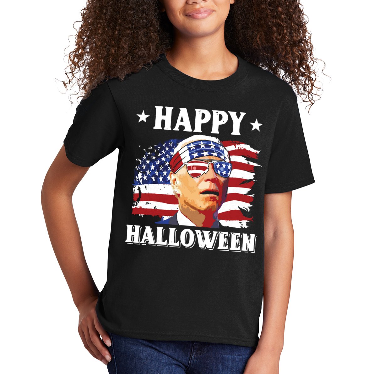 Funny Joe Biden 4th Of July Happy Halloween Kids T-Shirt