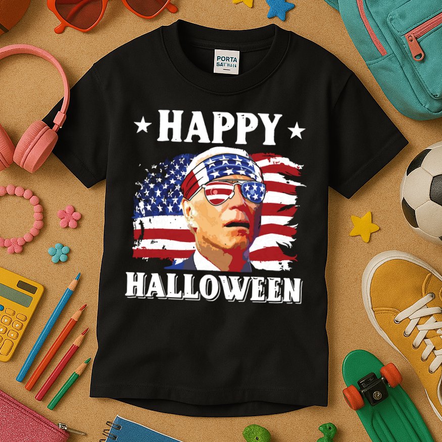 Funny Joe Biden 4th Of July Happy Halloween Kids T-Shirt
