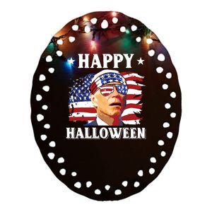 Funny Joe Biden 4th Of July Happy Halloween Ceramic Oval Ornament