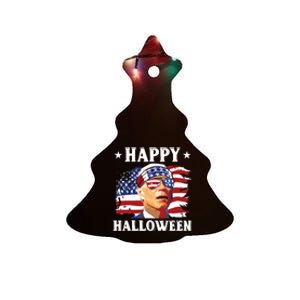 Funny Joe Biden 4th Of July Happy Halloween Ceramic Tree Ornament