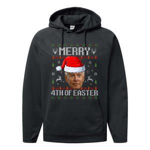 Funny Joe Biden Happy 4th Of Easter Ugly Christmas Sweater Performance Fleece Hoodie