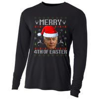 Funny Joe Biden Happy 4th Of Easter Ugly Christmas Sweater Cooling Performance Long Sleeve Crew