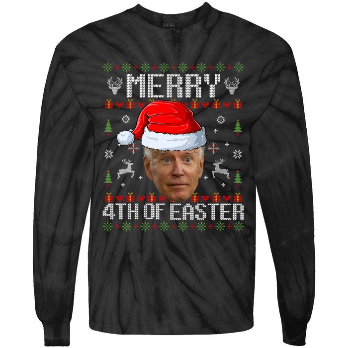 Funny Joe Biden Happy 4th Of Easter Ugly Christmas Sweater Tie-Dye Long Sleeve Shirt