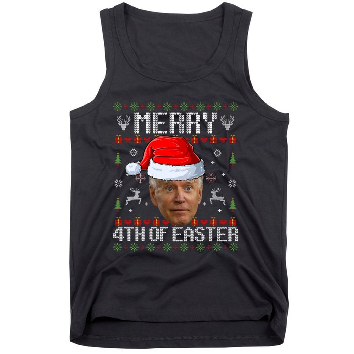 Funny Joe Biden Happy 4th Of Easter Ugly Christmas Sweater Tank Top