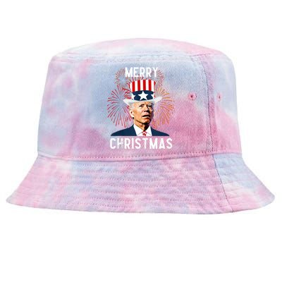 Funny Joe Biden Merry Christmas For Fourth Of July Tank Top Tie-Dyed Bucket Hat