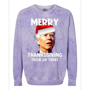 Funny Joe Biden Santa Hat Merry Thanksgiving Christmas Colorblast Crewneck Sweatshirt