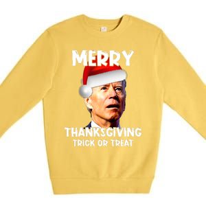 Funny Joe Biden Santa Hat Merry Thanksgiving Christmas Premium Crewneck Sweatshirt