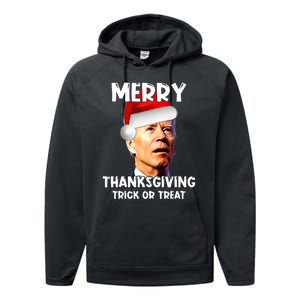 Funny Joe Biden Santa Hat Merry Thanksgiving Christmas Performance Fleece Hoodie