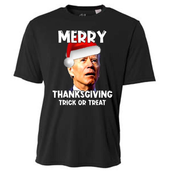 Funny Joe Biden Santa Hat Merry Thanksgiving Christmas Cooling Performance Crew T-Shirt