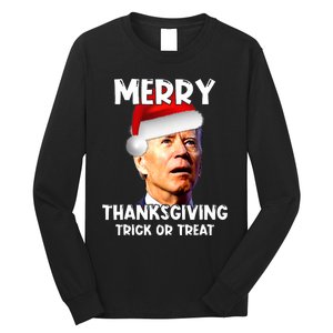 Funny Joe Biden Santa Hat Merry Thanksgiving Christmas Long Sleeve Shirt