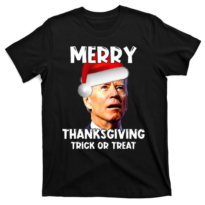 Funny Joe Biden Santa Hat Merry Thanksgiving Christmas T-Shirt