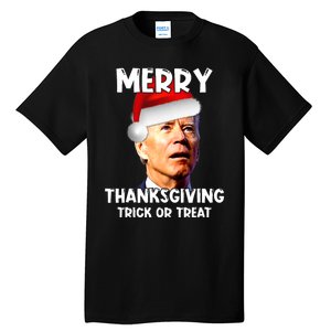 Funny Joe Biden Santa Hat Merry Thanksgiving Christmas Tall T-Shirt