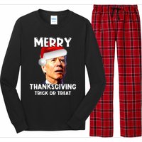 Funny Joe Biden Santa Hat Merry Thanksgiving Christmas Long Sleeve Pajama Set