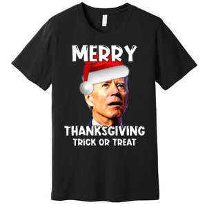 Funny Joe Biden Santa Hat Merry Thanksgiving Christmas Premium T-Shirt