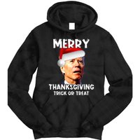 Funny Joe Biden Santa Hat Merry Thanksgiving Christmas Tie Dye Hoodie