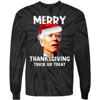 Funny Joe Biden Santa Hat Merry Thanksgiving Christmas Tie-Dye Long Sleeve Shirt