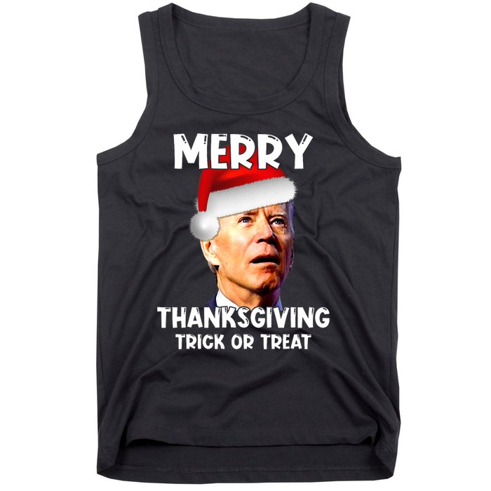 Funny Joe Biden Santa Hat Merry Thanksgiving Christmas Tank Top