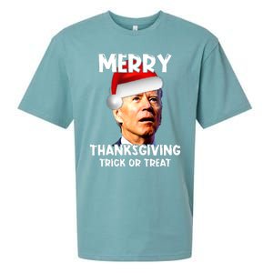 Funny Joe Biden Santa Hat Merry Thanksgiving Christmas Sueded Cloud Jersey T-Shirt