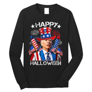 Funny Joe Biden 4th Of July Happy Halloween Firework Long Sleeve Shirt